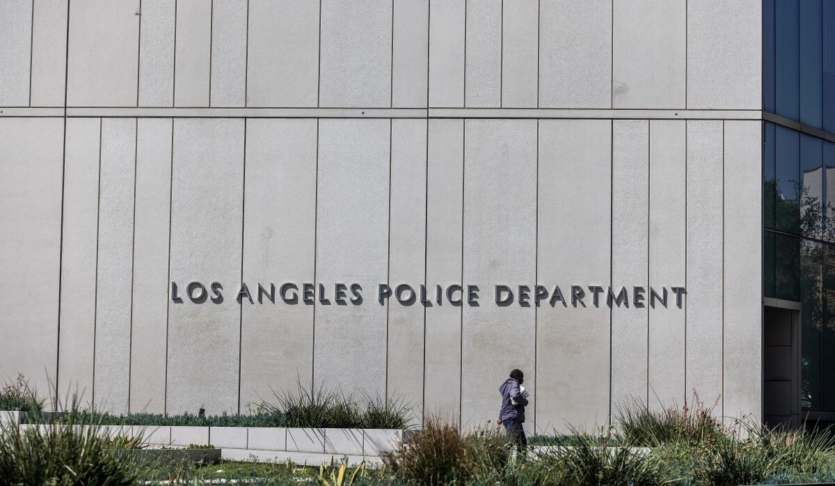 Exterior of LAPD headquarters in downtown Los Angeles.
