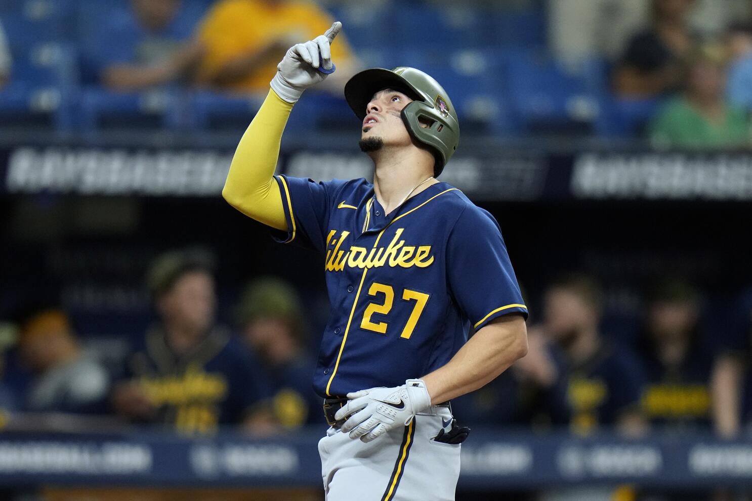 Brewers' Willy Adames hospitalized after being hit by line drive in dugout  against Giants