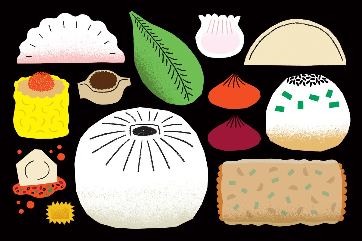 An illustration of different types of dumplings.
