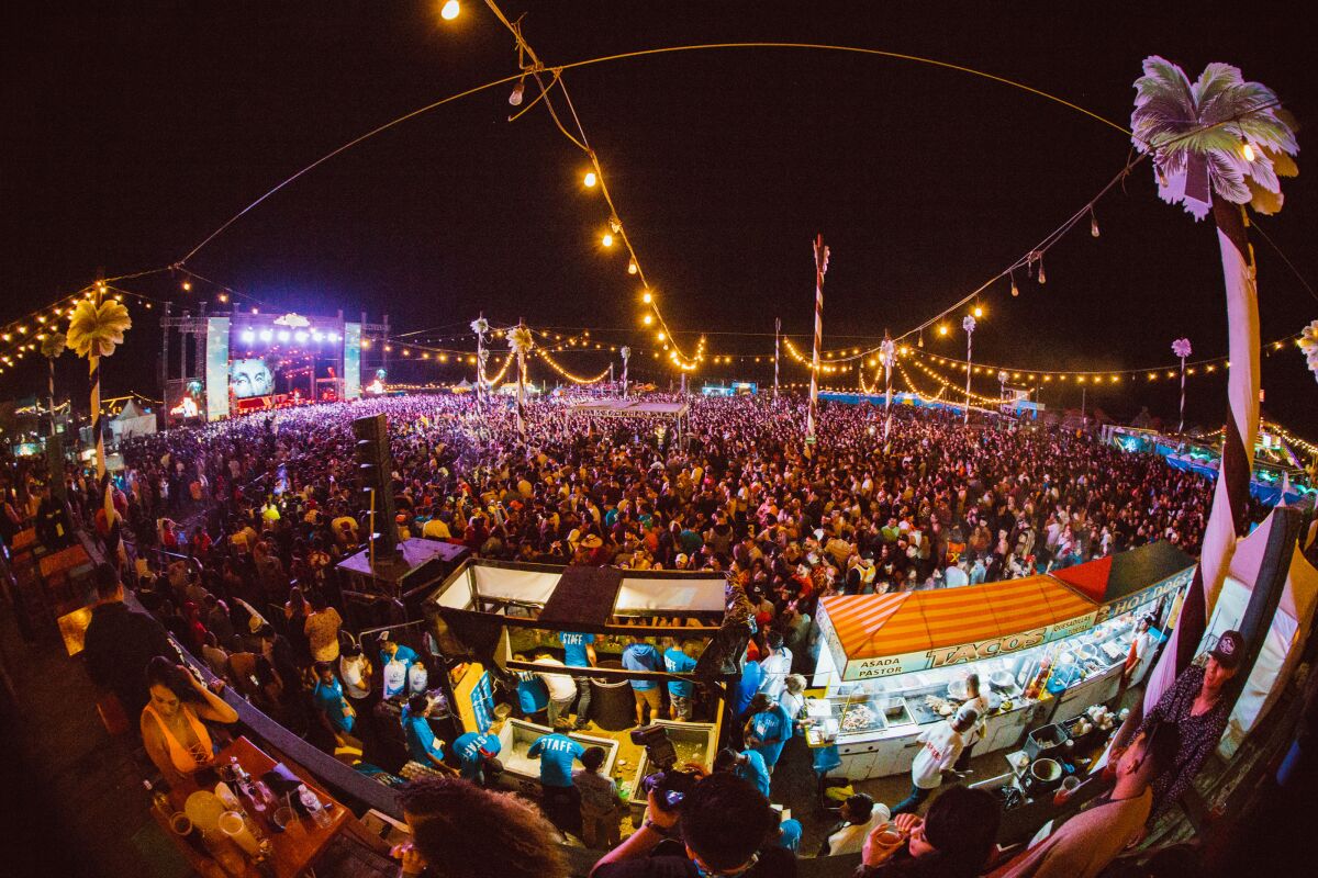 Fans flood the beach for the 2018 Baja Beach Fest in Rosarito, Baja California, Mexico.