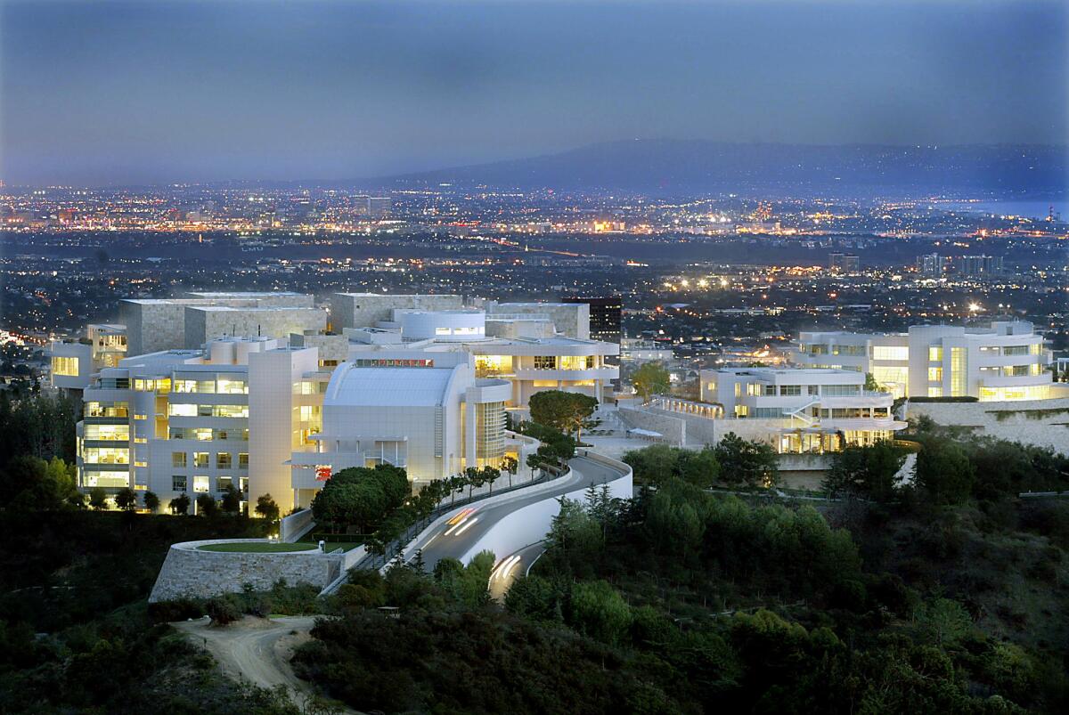 A view of the Getty Center in Brentwood, where the grounds and exhibits will be open on Independence Day for the first time.