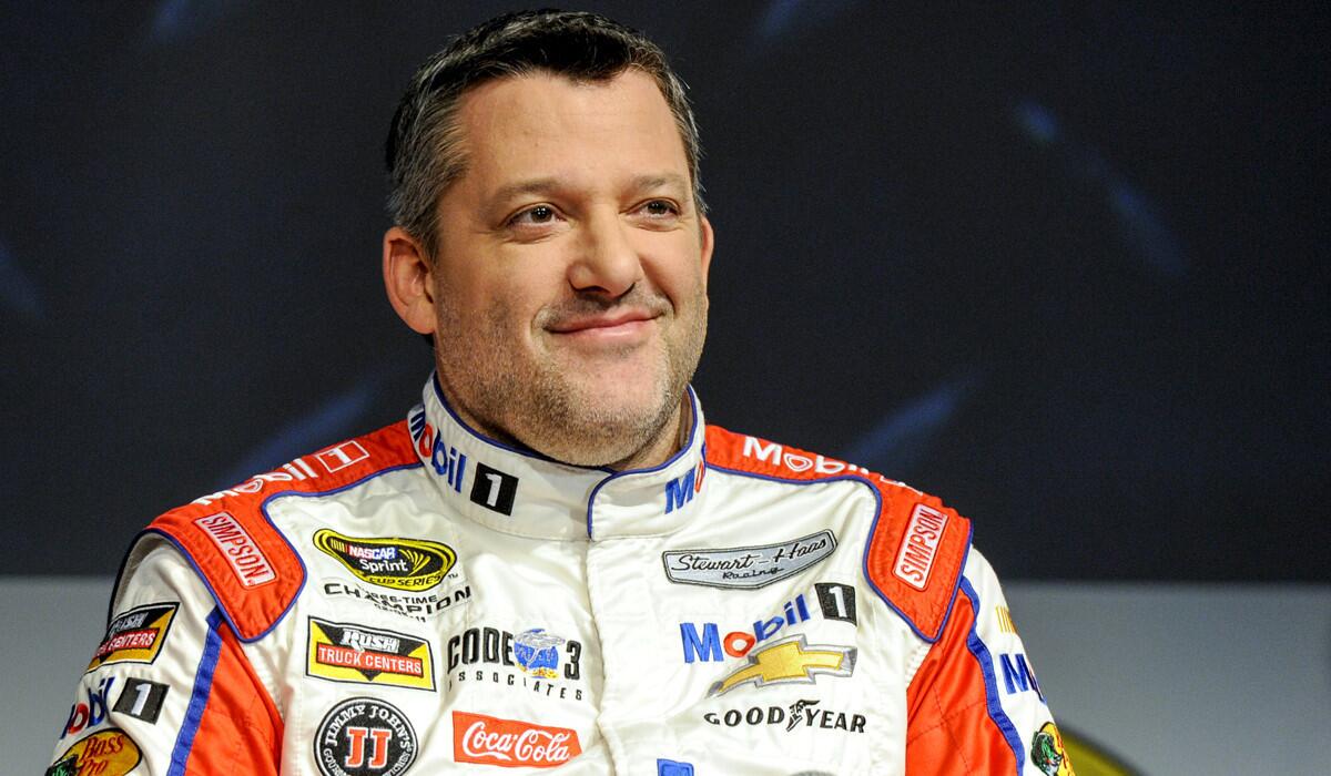 Driver Tony Stewart talks to members of the media during the NASCAR Charlotte Motor Speedway Media Tour on Jan. 20.