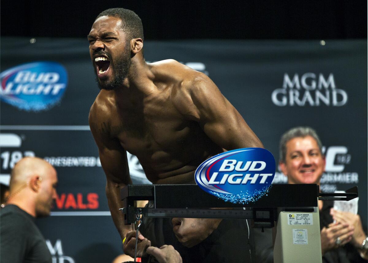 Jon Jones weighs in for UFC 182 on Jan. 2, 2015.