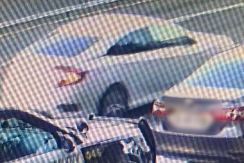 National City police say this white Honda Civic struck and injured a police officer Monday evening on National City Boulevard