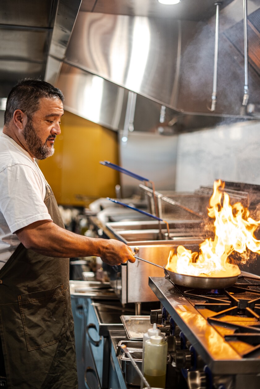 Executive chef and partner Ramiro Guerra in the kitchen of the Lab Collaborative in Oceanside.
