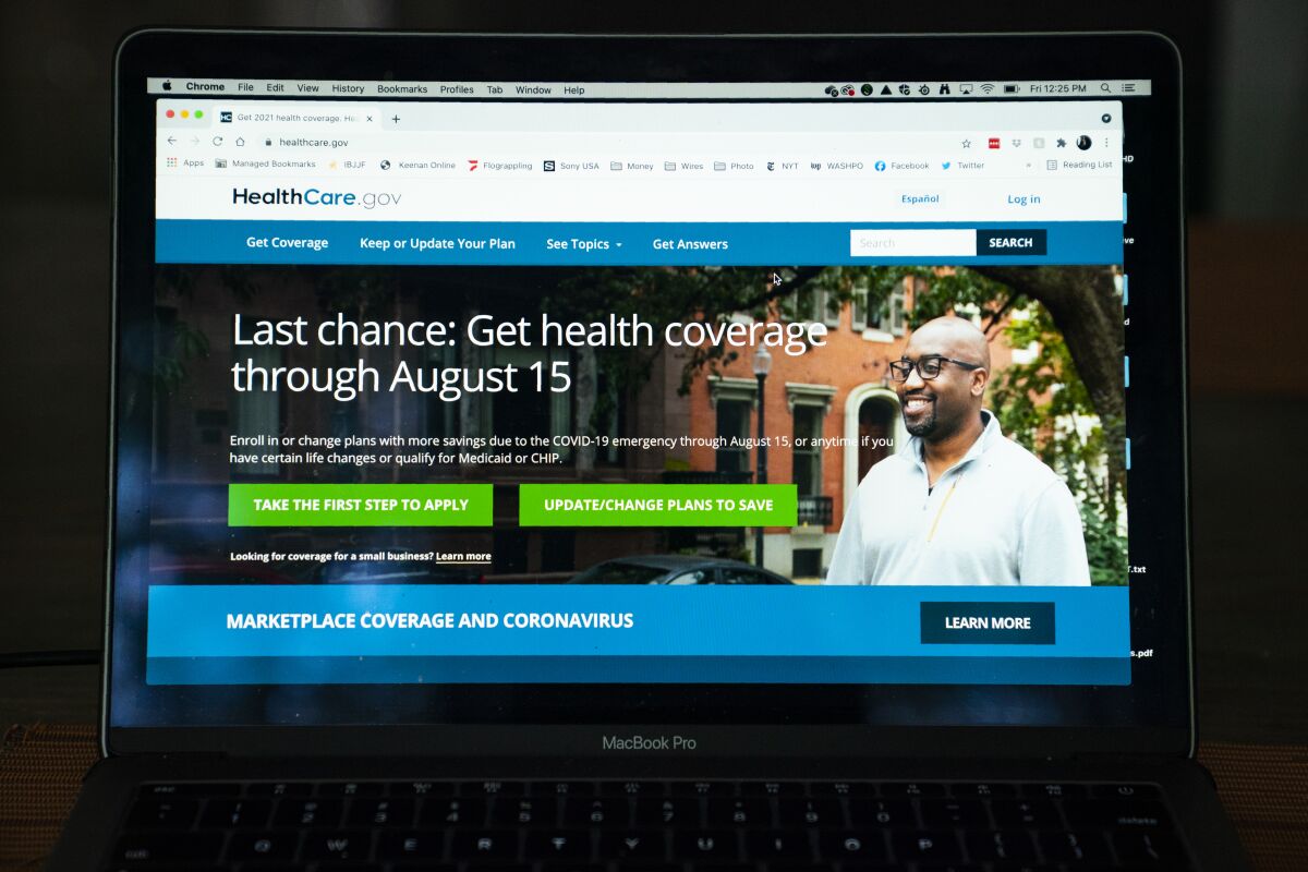 The homepage of the HealthCare.gov marketplace.