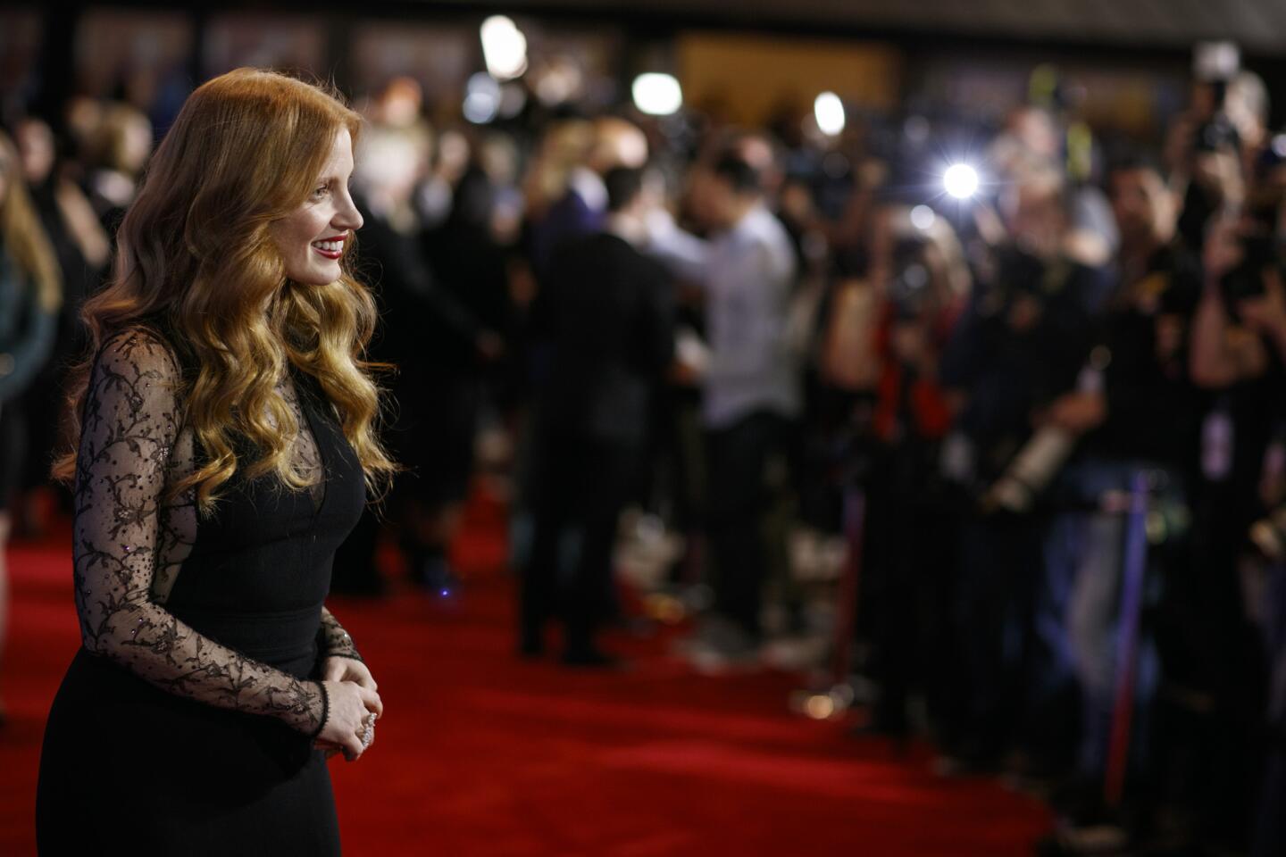 Actress Jessica Chastain walks the red carpet of the 18th annual Palm Springs International Film Festival Gala on Tuesday at the Palm Springs Convention Center. Chastain received the Chairman's Award for her work on "Molly's Game."