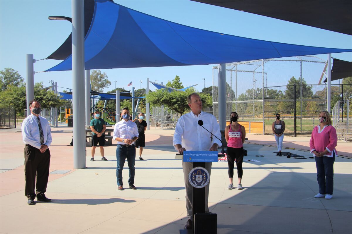 San Diego Mayor Kevin Faulconer made the announcement at Mira Mesa Community Park. 