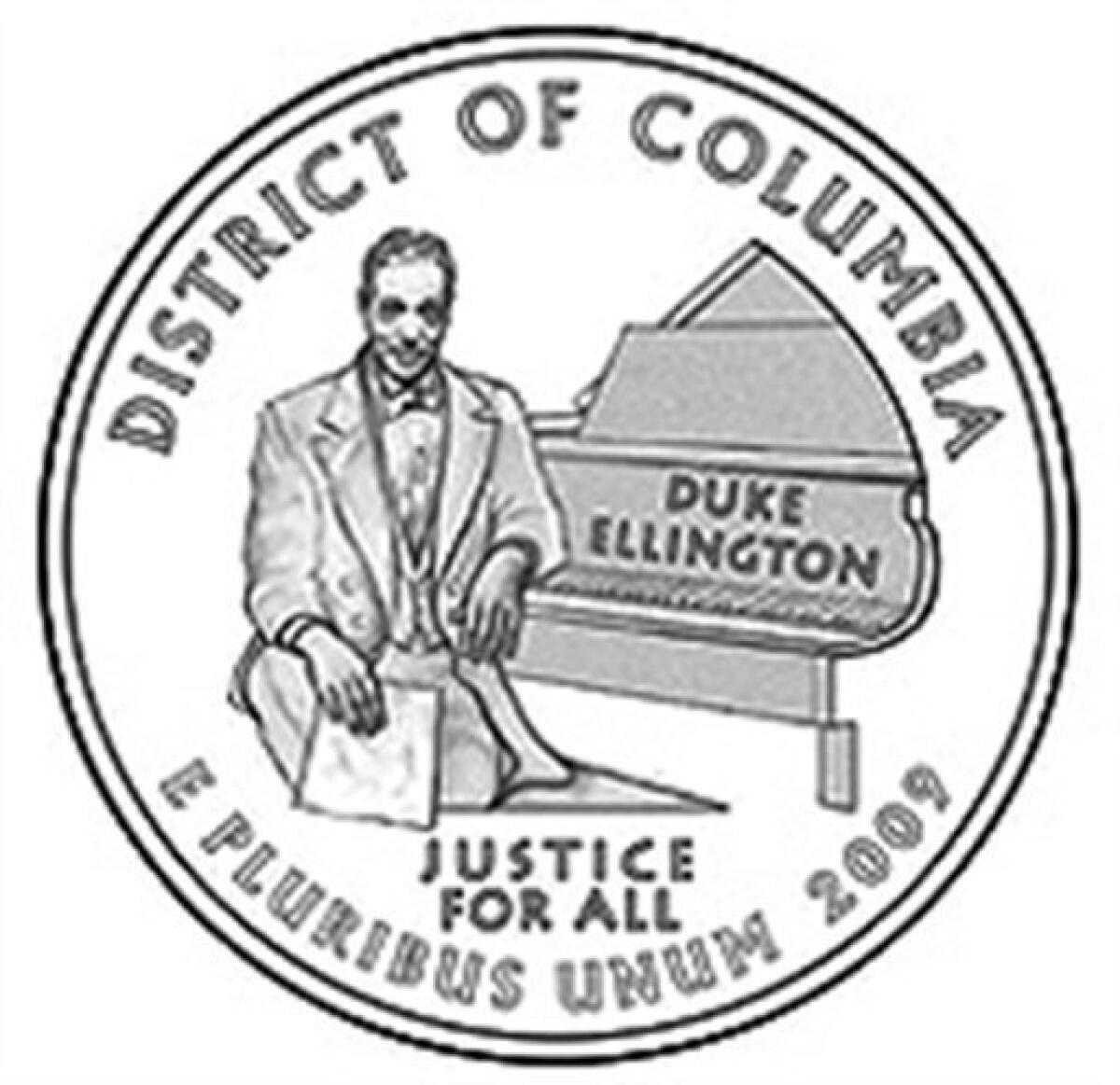 This artist rendering provided by the U.S. Mint shows the Washington, District of Columbia (DC) quarter, featuring Duke Ellington. The quarter is the first of 2009 and the first in the DC and U.S. Territories Quarters Program. (AP Photo/US Mint)