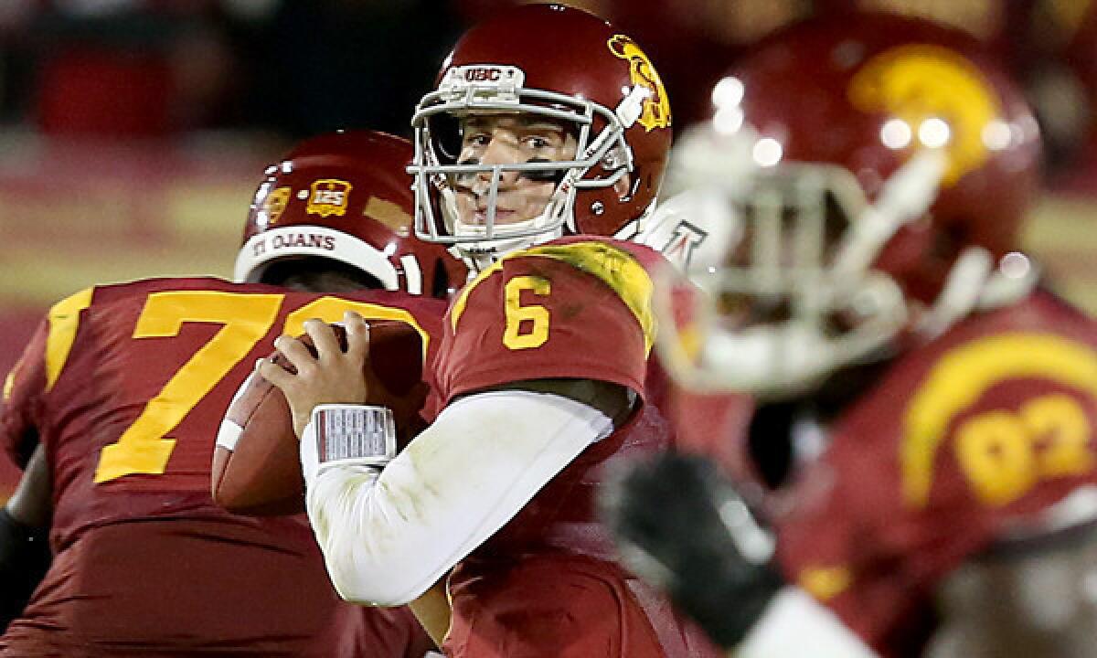USC quarterback Cody Kessler looks to pass during a game against Arizona in October.