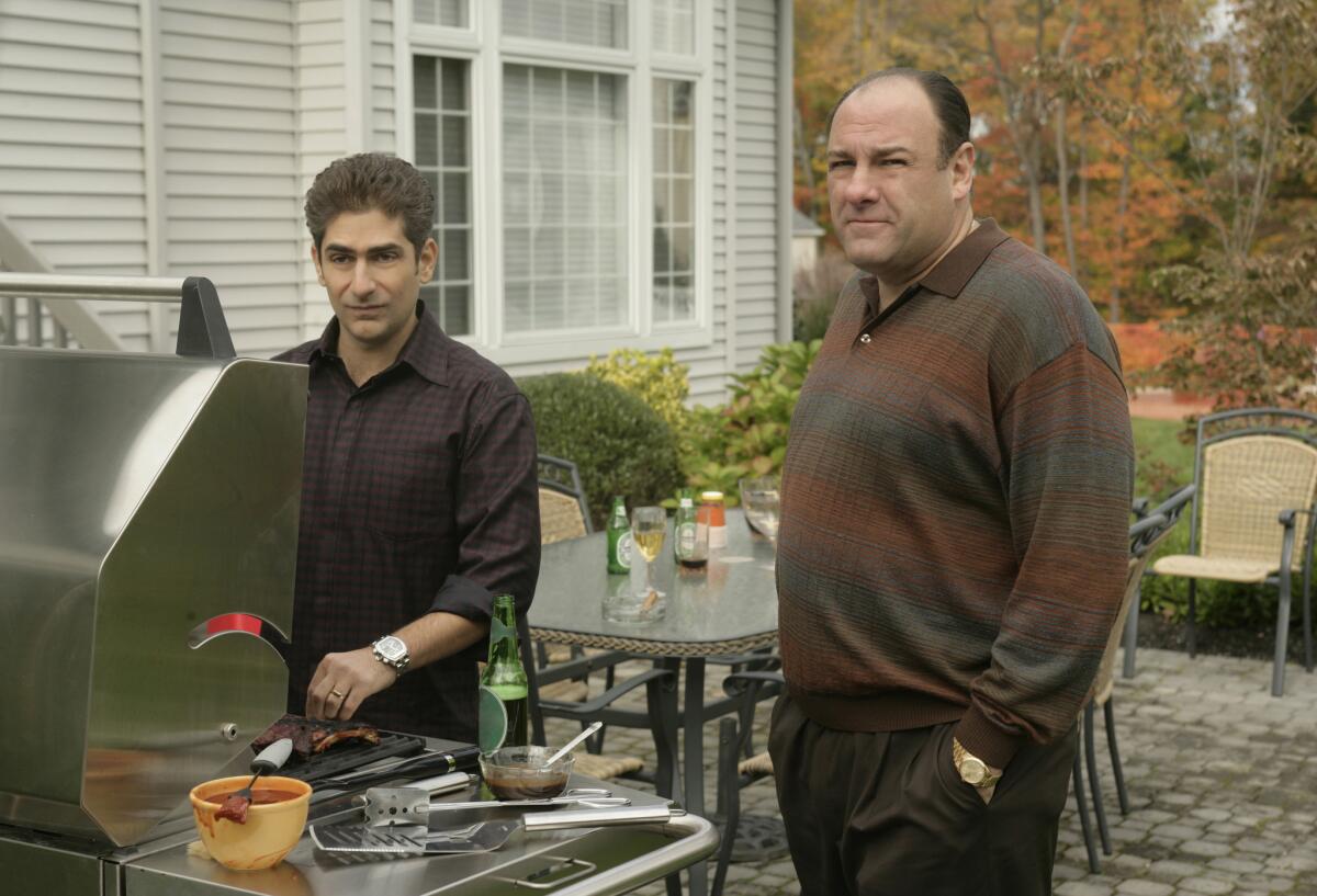 Scene from the HBO series "The Sopranos." Michael Imperioli, James Gandolfini.