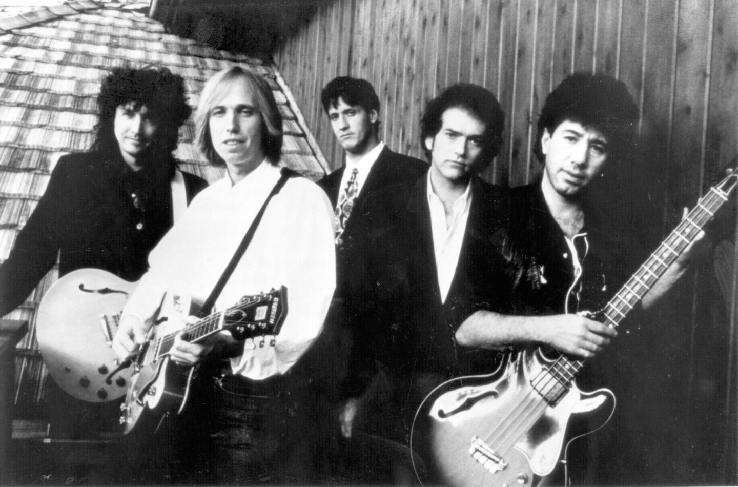 Mike Campbell, left, Tom Petty, Stan Lynch, Benmont Tench and Howie Epstein of Tom Petty and the Heartbreakers on Nov. 28, 1993.