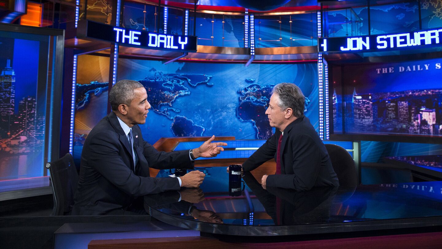 President Obama visited Jon Stewart's "The Daily Show" three times as president. As Stewart bids adieu to his program, he booked some of the biggest guests, including the president.