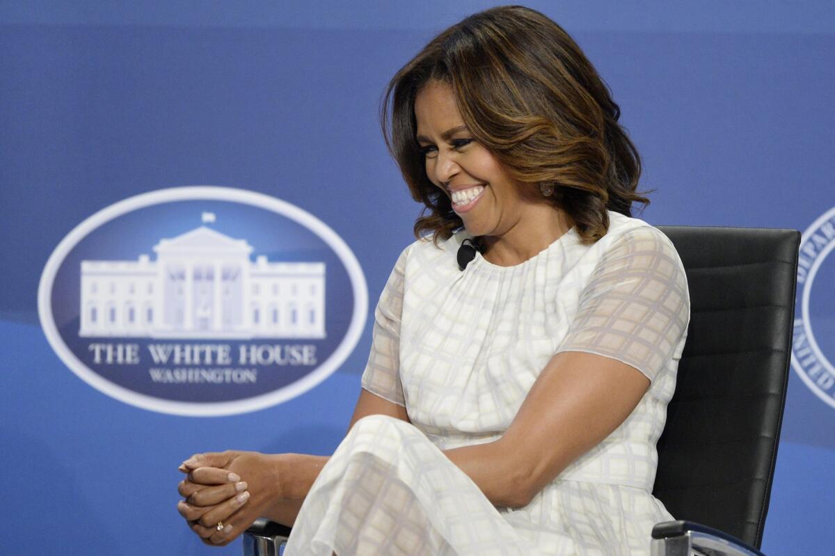 First Lady Michelle Obama, shown at the White House on Monday, will attend a Grammy Museum luncheon on July 16 in Los Angeles recognizing teachers who use music creatively as part of their classroom instruction.