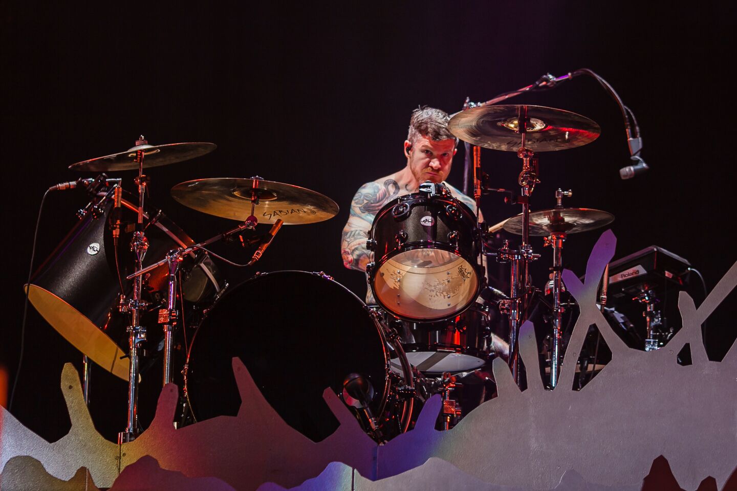 Drummer Andrew John Hurley of Fall Out Boy during the Hella Mega Tour in downtown San Diego on August 29, 2021.