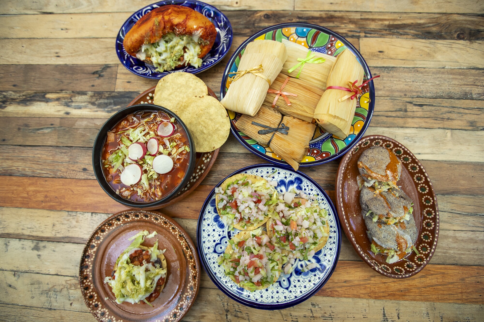 An assortment of vegan Mexican food from La Vegana Mexicana in Santa Ana.