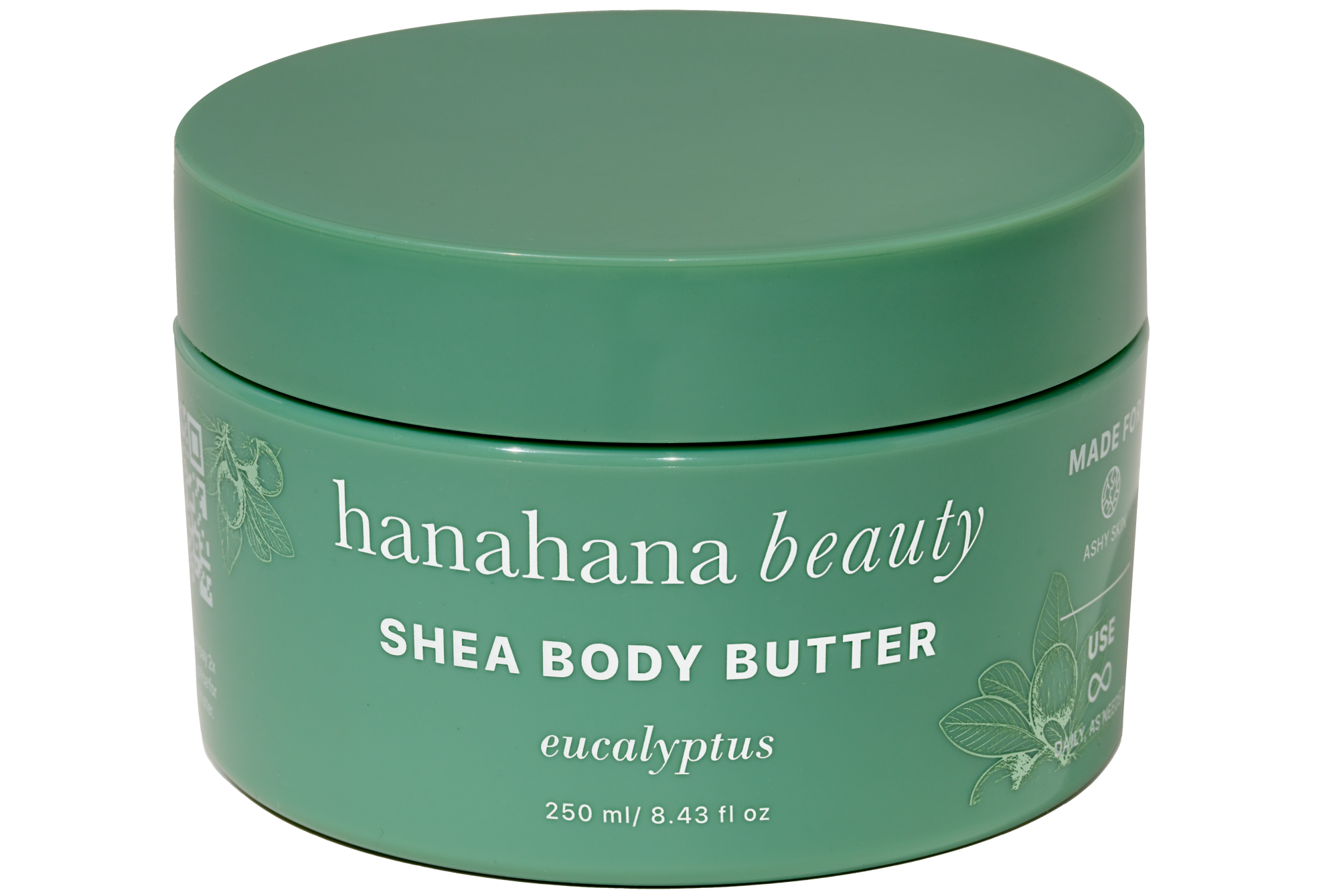 A green jar of Hanahana Beauty shea butter