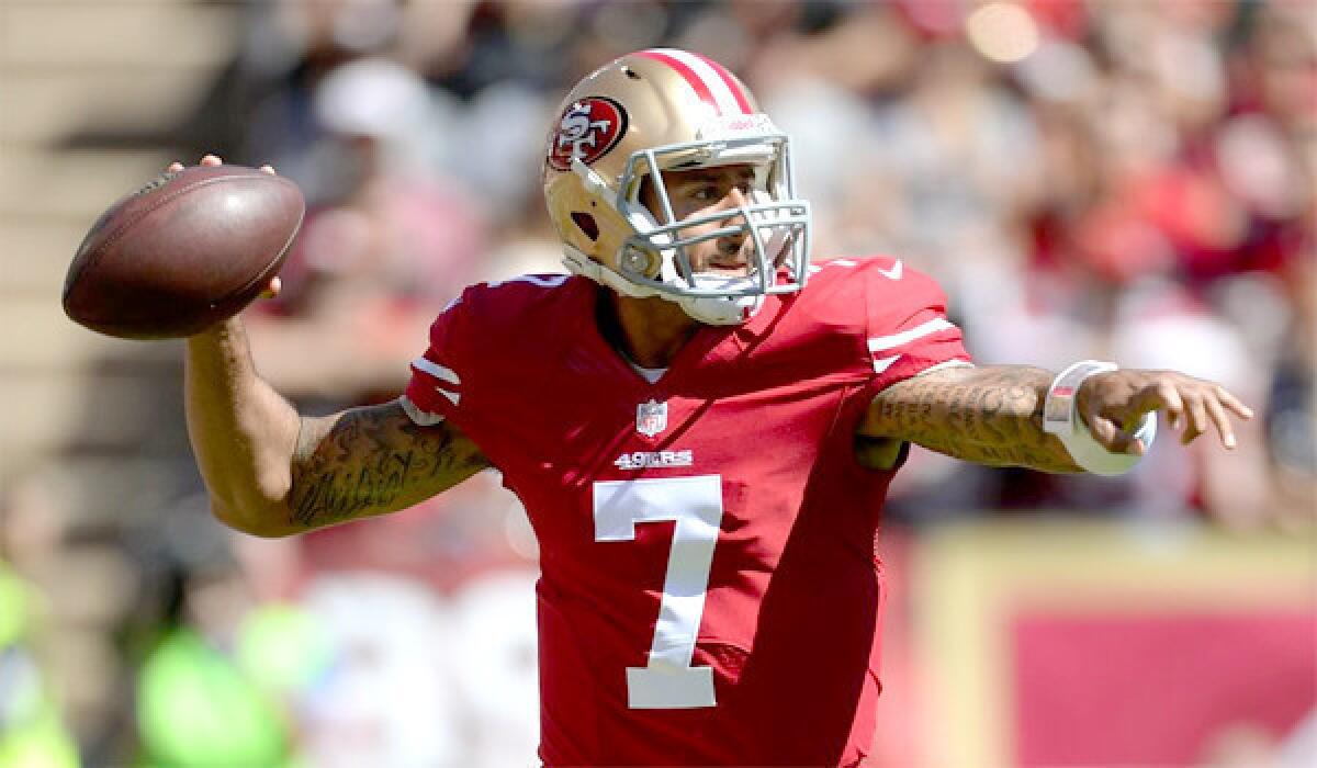 San Francisco quarterback Colin Kaepernick has thrown for 689 yards through three games, but he's also thrown more interceptions (4) than touchdown passes (3).