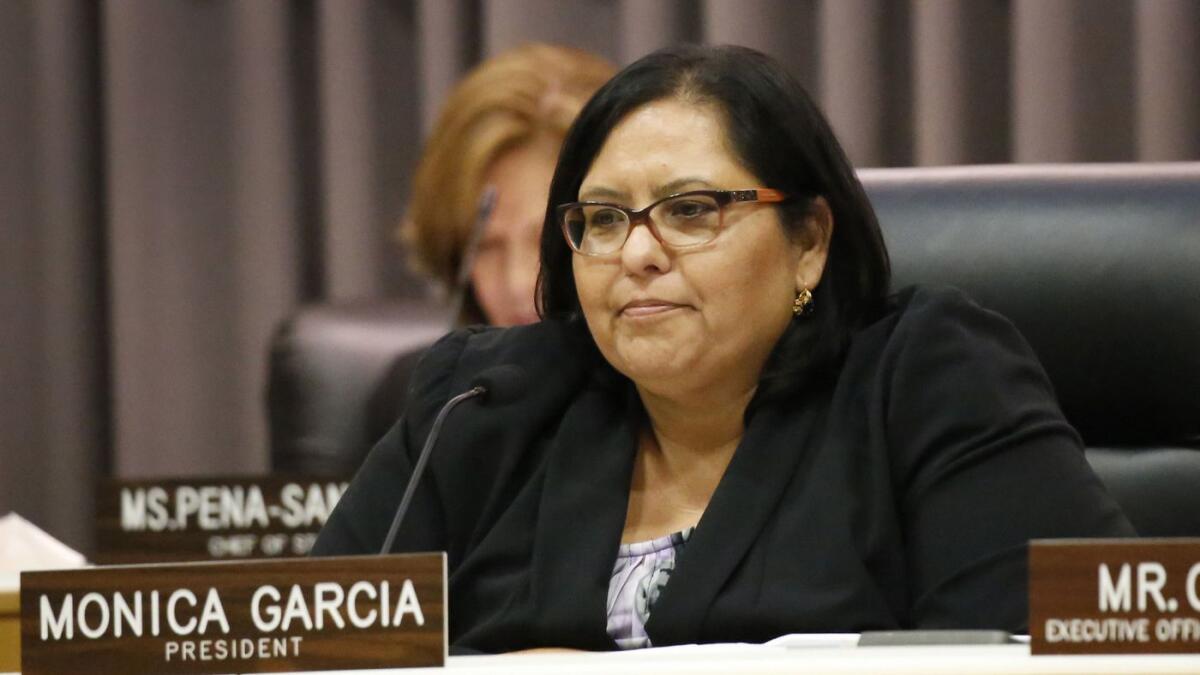 Monica Garcia, president of the Los Angeles school board, pushed the funding resolution.
