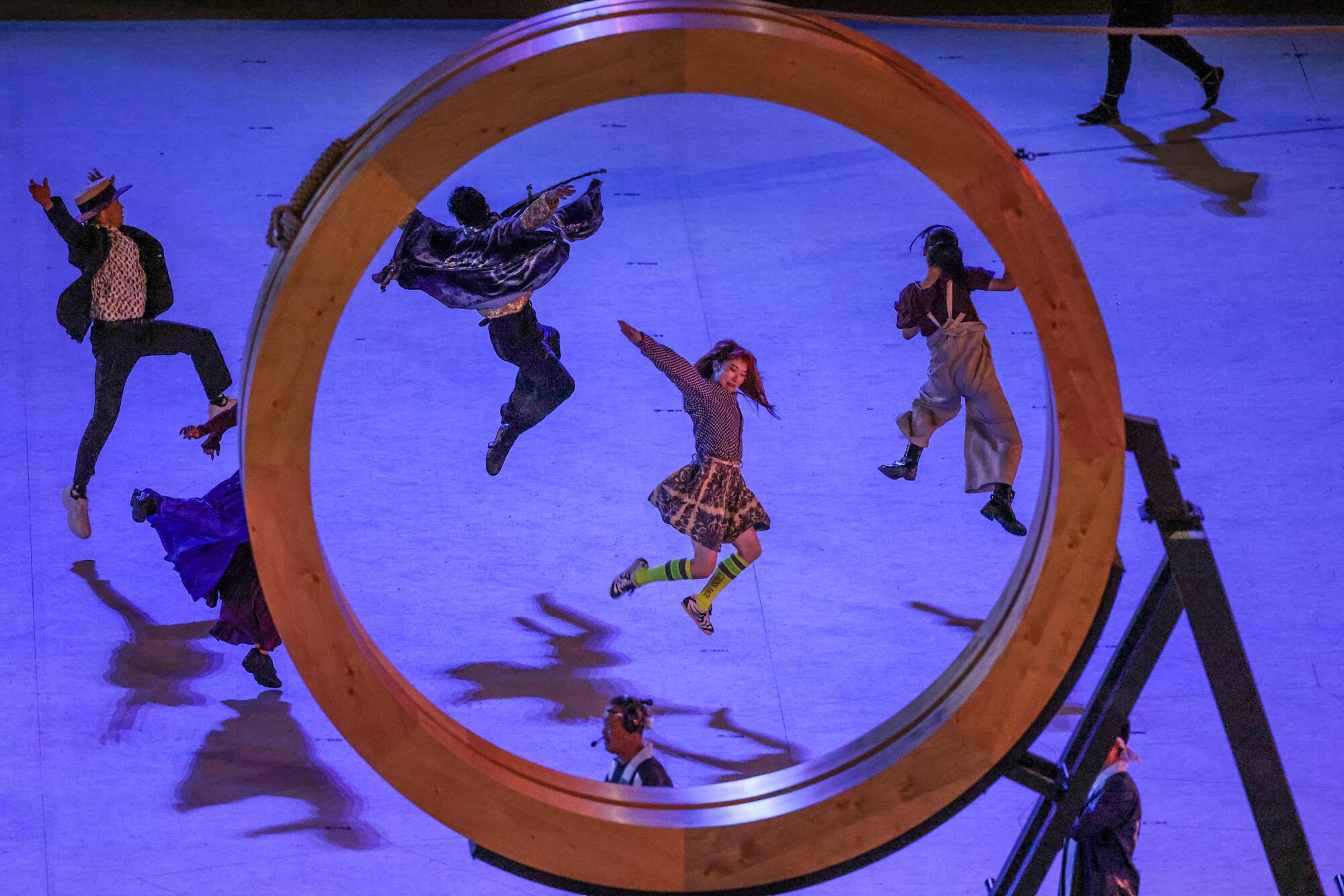 Dancers perform at the Tokyo Olympics opening ceremony 