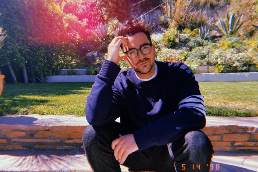 **DO NOT USE. FOR ENVELOPE SHOWRUNNERS ROUNDTABLE RUNNING 6/4/20.Actor Dan Levy photographed for the Envelope Showrunner Roundtable using the Huji Photo App. CREDIT: Elena Doukas