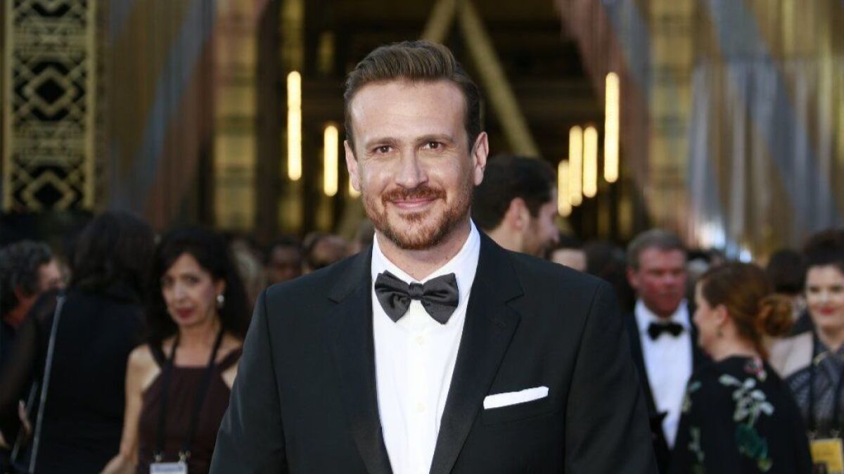 Actor Jason Segel during arrivals at the 88th Academy Awards on Feb. 28, 2016, at the Dolby Theatre in Hollywood.