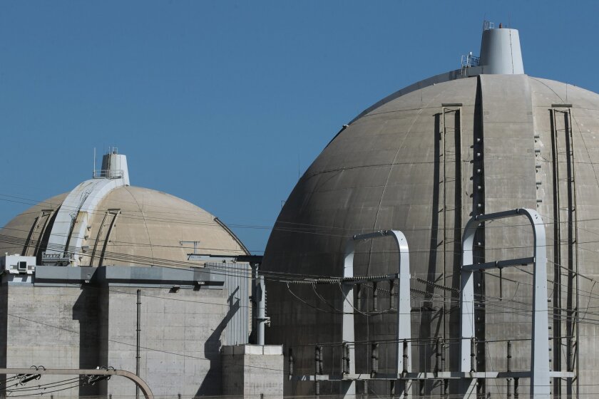 Unit 2, right, and Unit 3 reactor containment structures at the San Onofre Nuclear Generating Station.