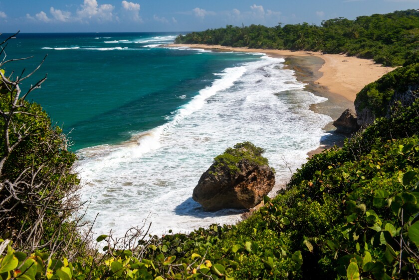 The beautiful Survival Beach in Puerto Rico is only accessible by foot.