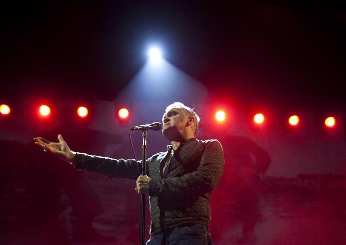Morrissey, shown performing at Staples Center in early 2013, is speaking out against Canada's annual seal hunt.