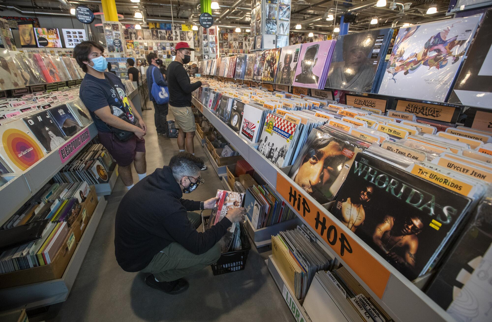  Customers browse albums at Amoeba Music.
