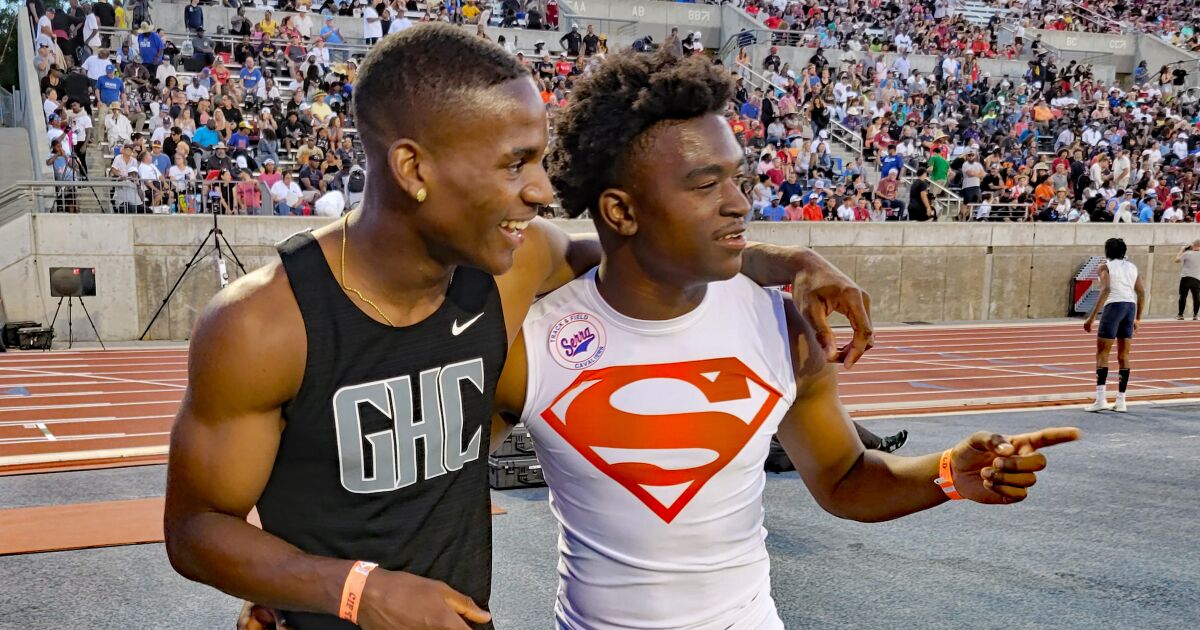 Rodrick Pleasant shows off his Superman speed, winning a pair of state titles