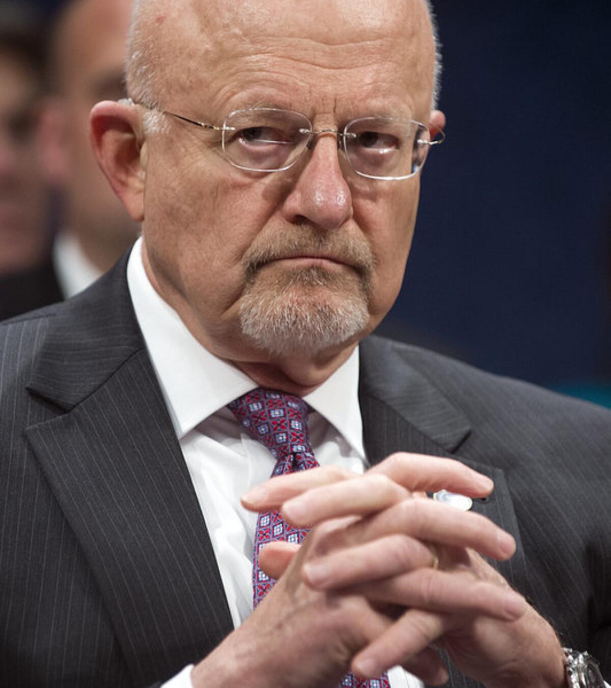 Director of National Intelligence James Clapper is seen testifying before the House Select Intelligence Committee on Capitol Hill in Washington.