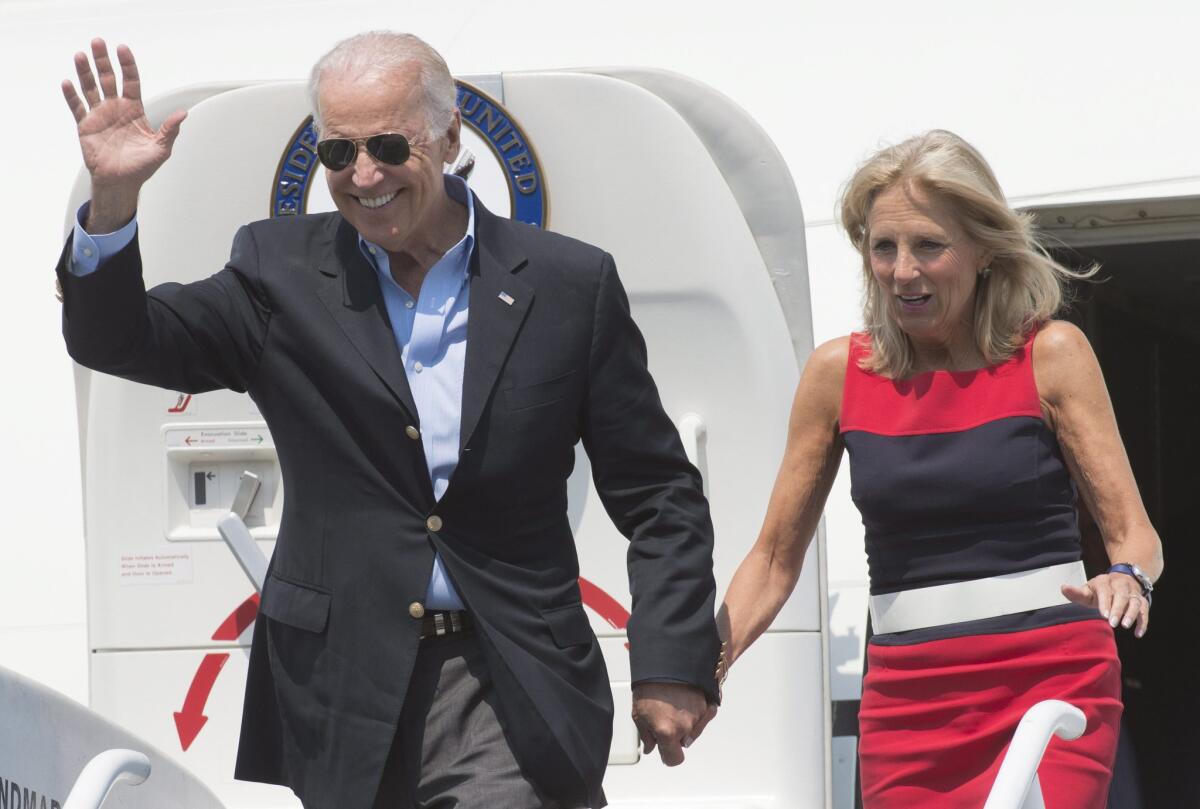 Vice President Biden and his wife, Jill, arriving in Canada for the women's World Cup final in Vancouver.