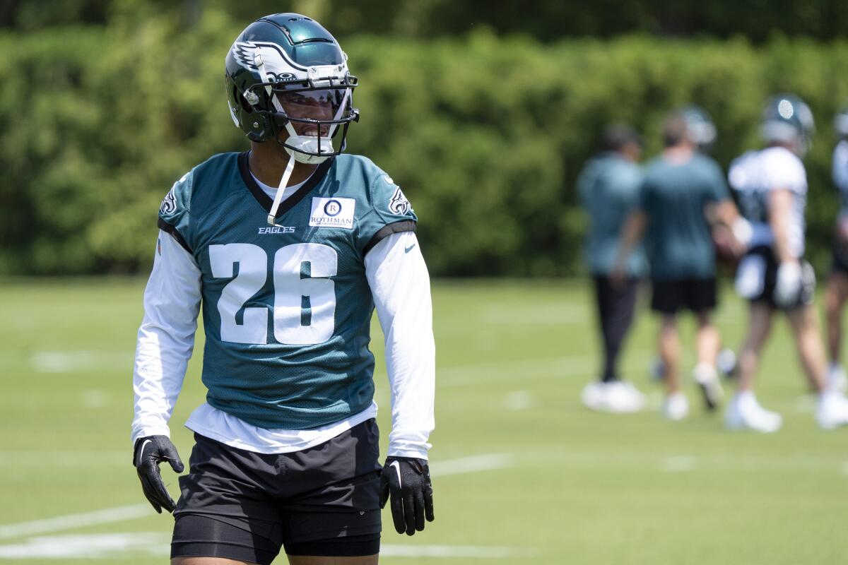  Eagles running back Saquon Barkley in action during the practice in Philadelphia. 