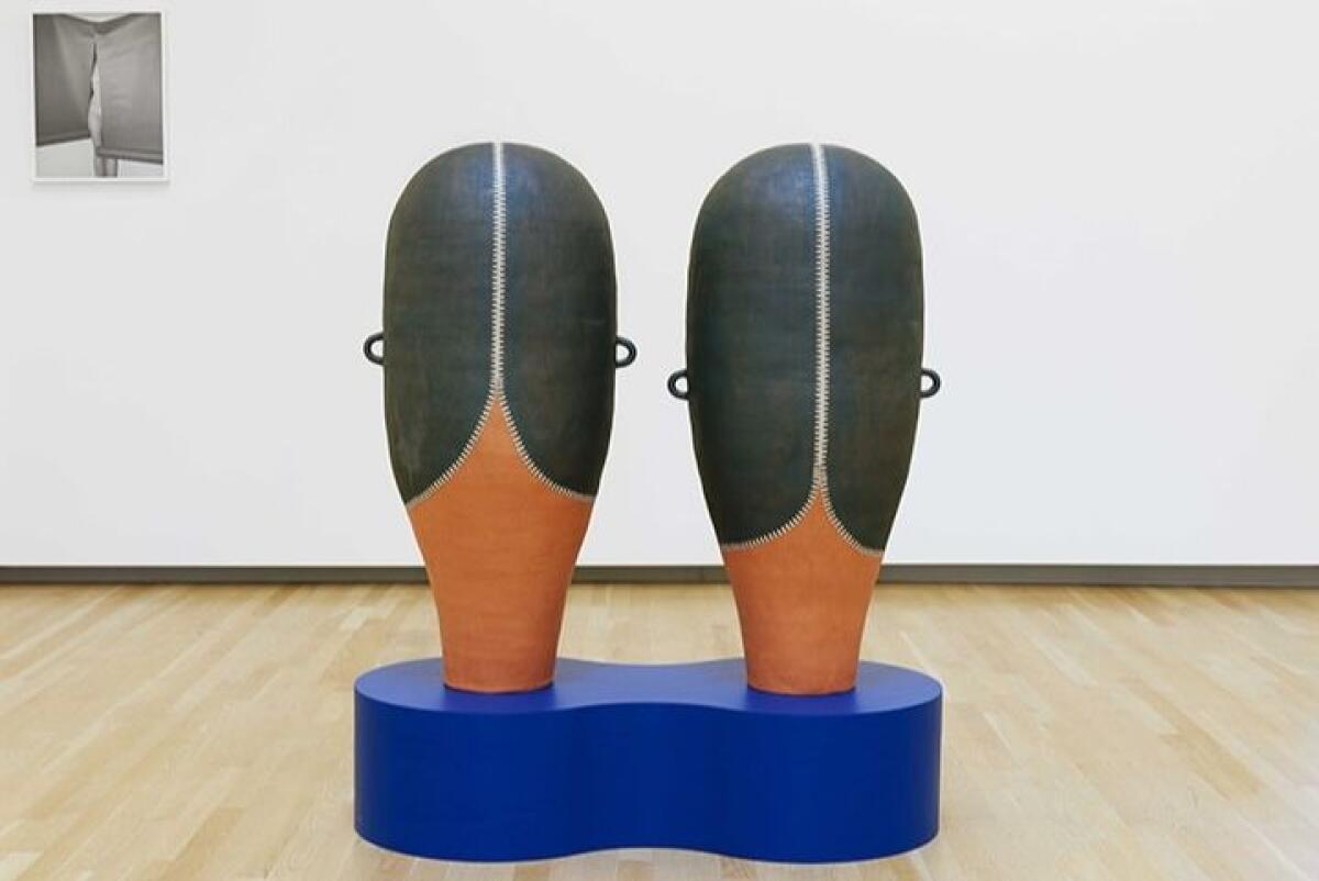 Cammie Staros, Eros and Anteros, 2017; Ceramic, MDF, epoxy, paint, 48''x40'x20''
