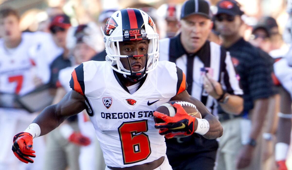 Oregon State receiver Victor Bolden will miss the USC game on Saturday because of an injured finger.