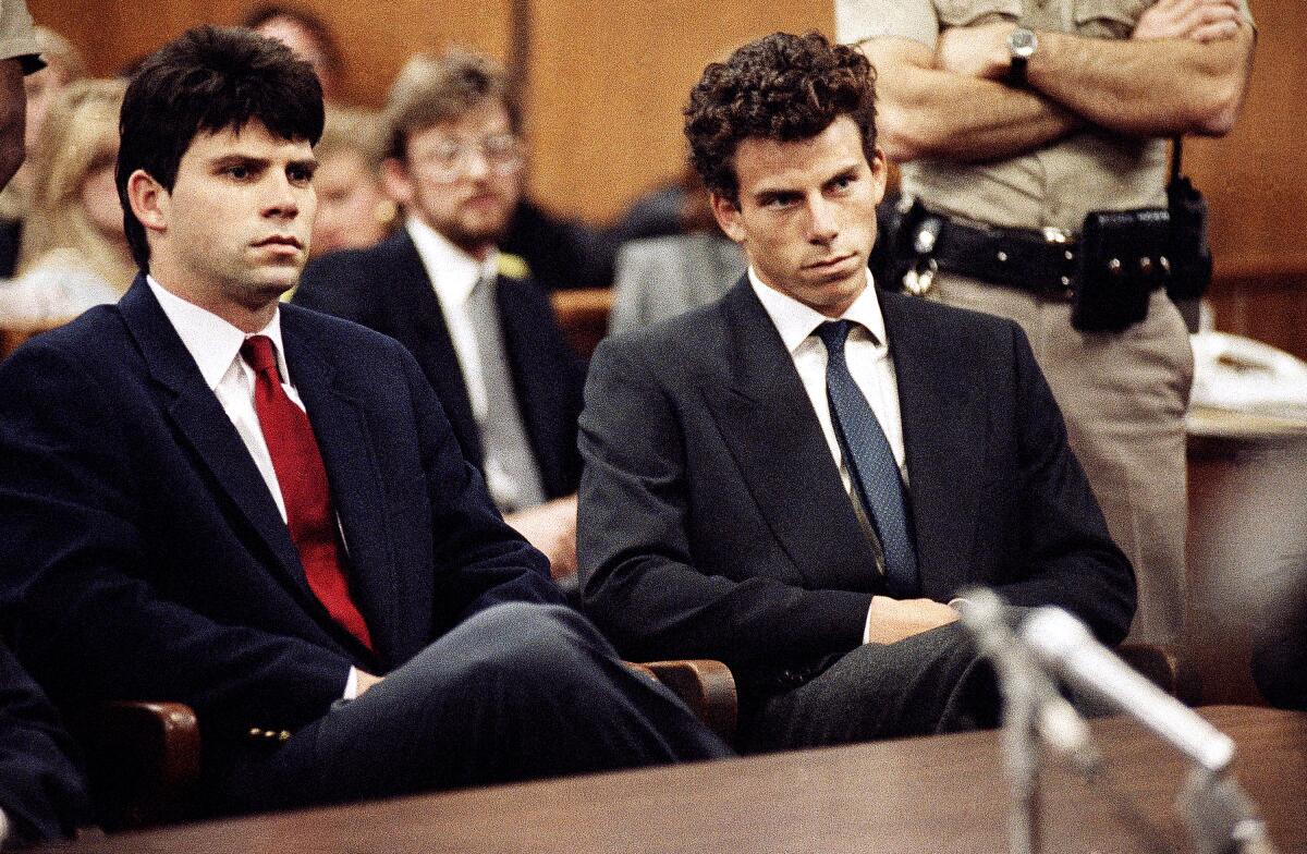 Lyle and Erik Menendez sit in Beverly Hills Municipal Court 