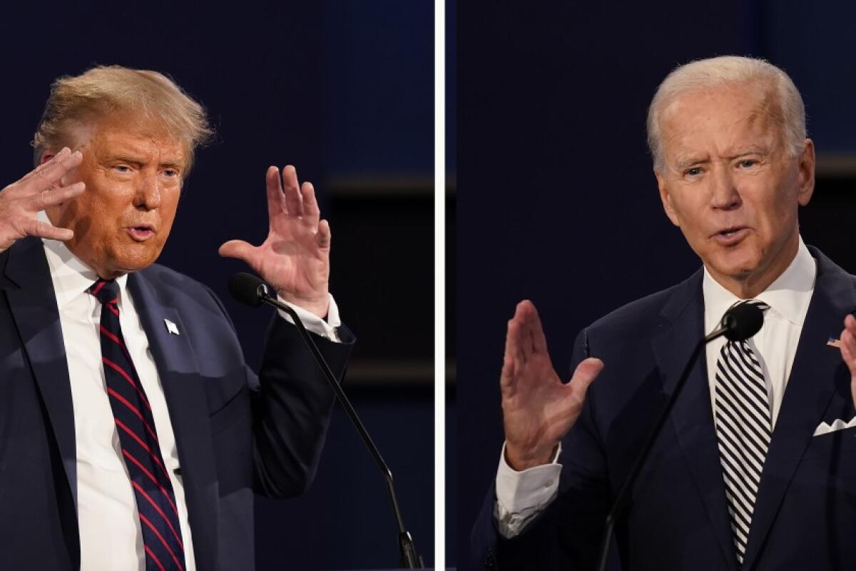 Then-President Trump and challenger Joe Biden in their first debate in the 2020 presidential campaign.