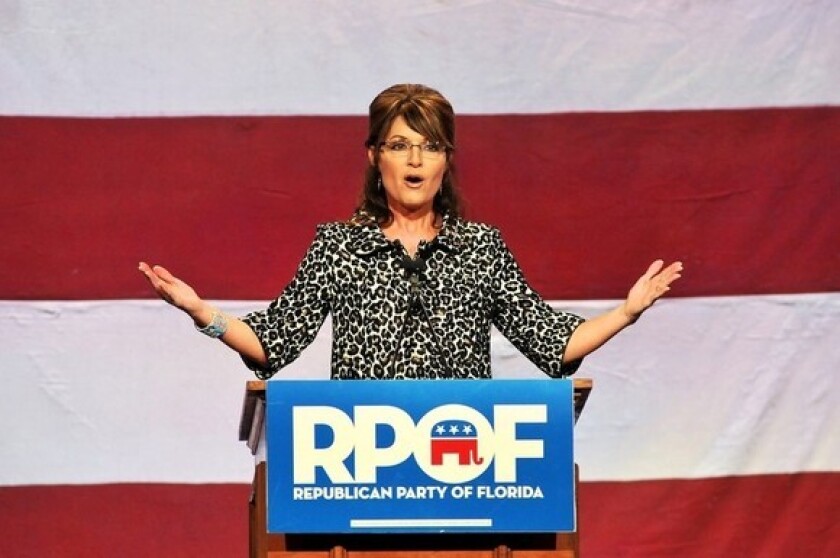 Sarah Palin speaks during the Republican Party of Florida's fundraising event Nov. 3 in Lake Buena Vista, Fla.