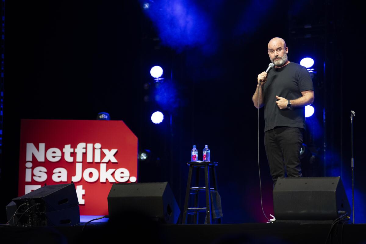 Tom Segura performs during his "Come Together" tour for Netflix Is A Joke Festival at the KIA Forum