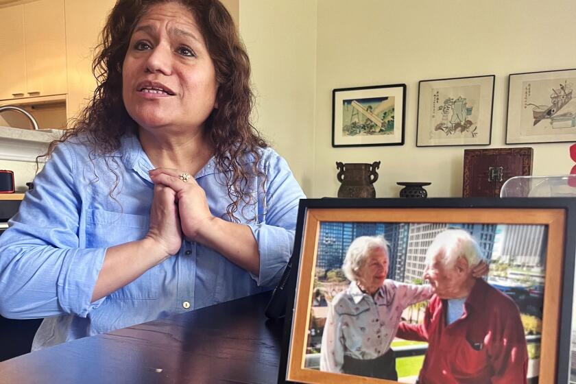 Rosario Reyes was the caregiver to Morrie Markoff, who died earlier this month at the age of 110. photo by Steve Lopez / The Los Angeles Times