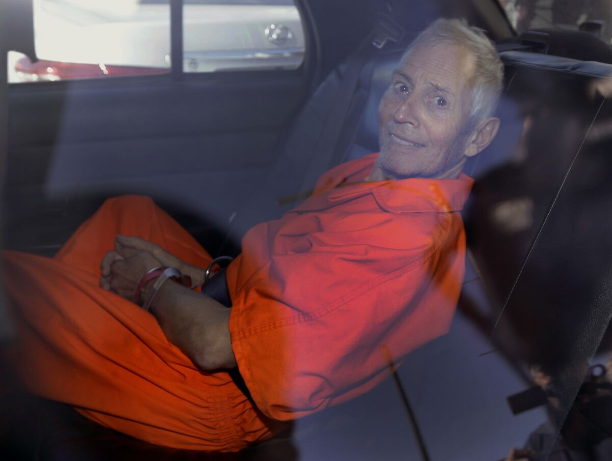 Robert Durst is transported from Orleans Parish Criminal District Court after his arraignment in New Orleans on March 17.