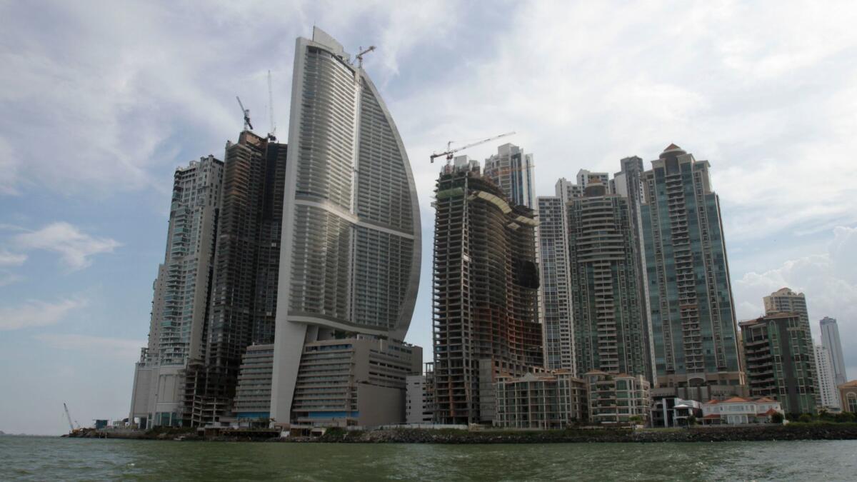 The sail-shaped Trump International Hotel and Tower stands out on the Panama City skyline in 2011.