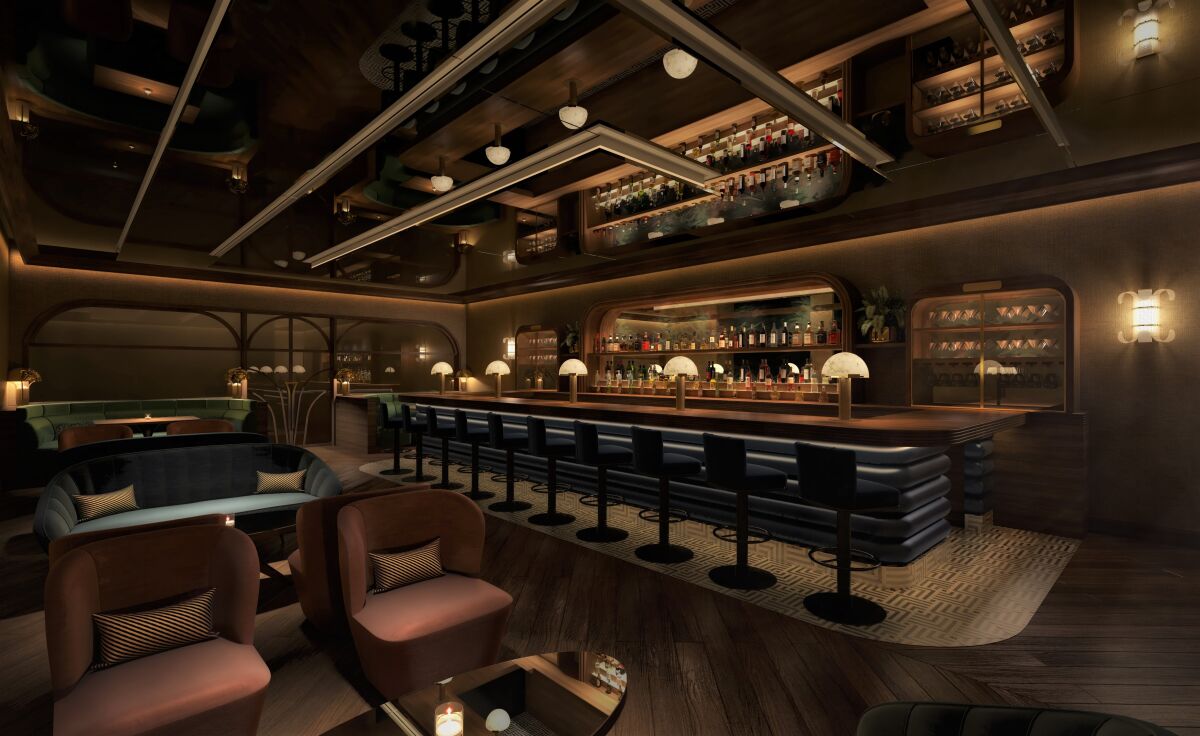 A design rendering of the speakeasy-style cocktail bar and lounge for the planned Flamingo steakhouse.