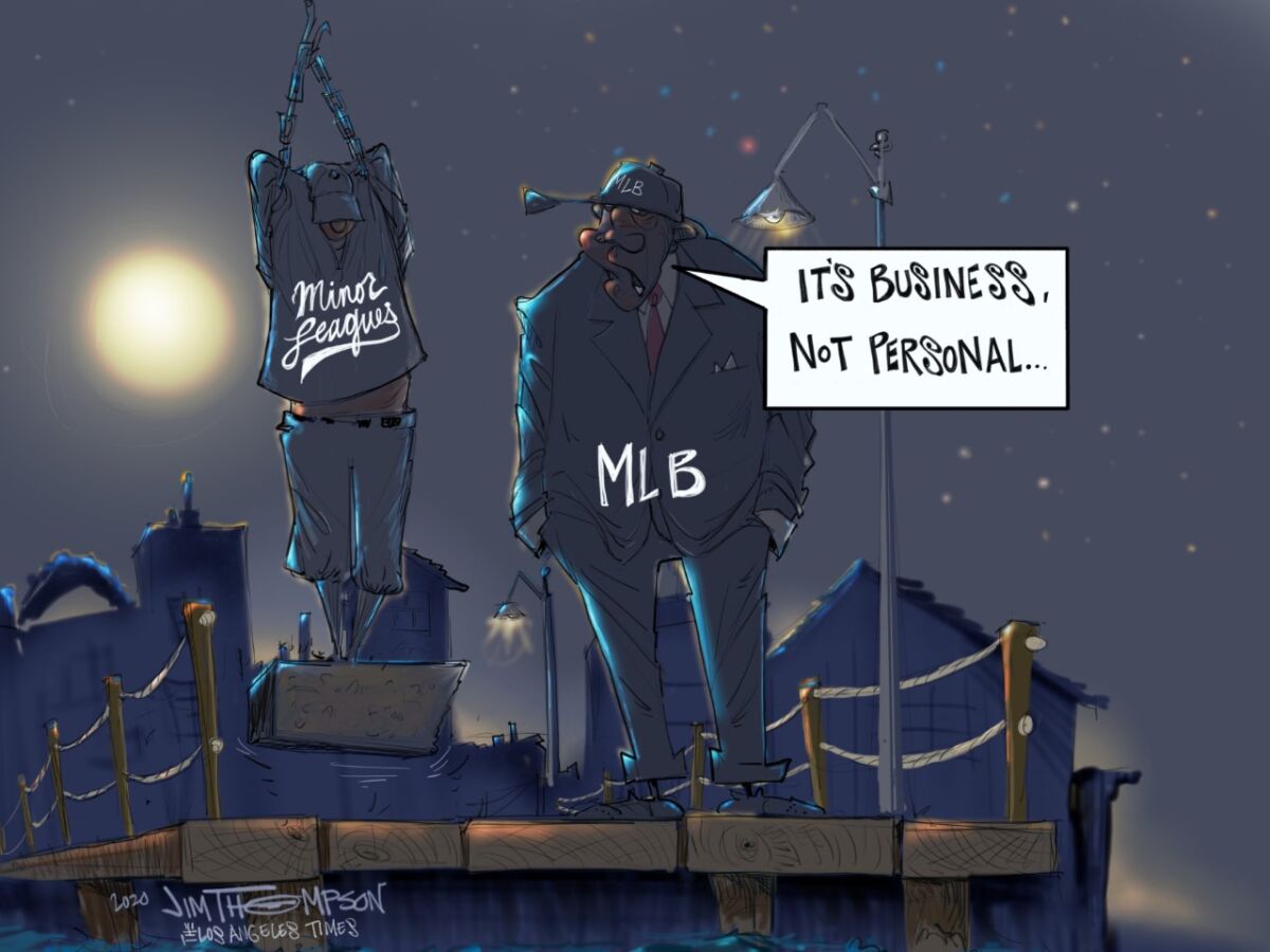 MLB and the minor leagues cartoon.