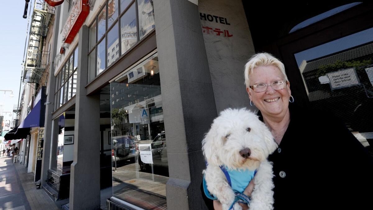Carol Collier and her dog Ritz live in affordable housing in the Far East Building in Little Tokyo.
