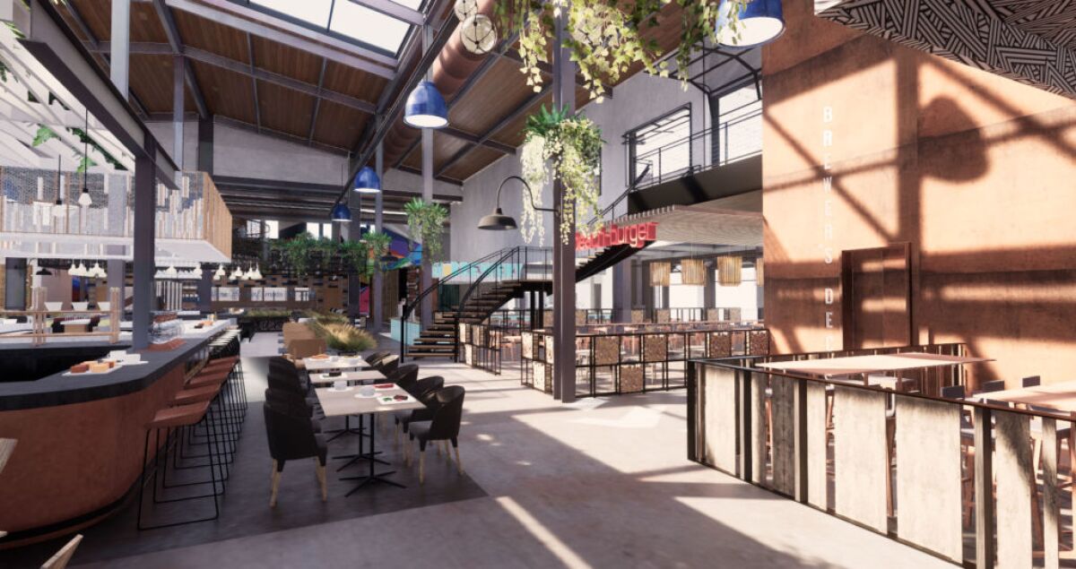 An artist's rendering of the interior of Sky Deck opening in 2021 at Del Mar Highlands shopping center 