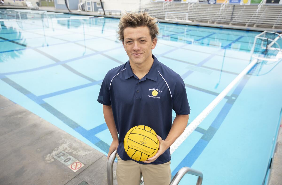 Reed Stemler is in his second year as the starting set guard for the Newport Harbor High boys' water polo team.