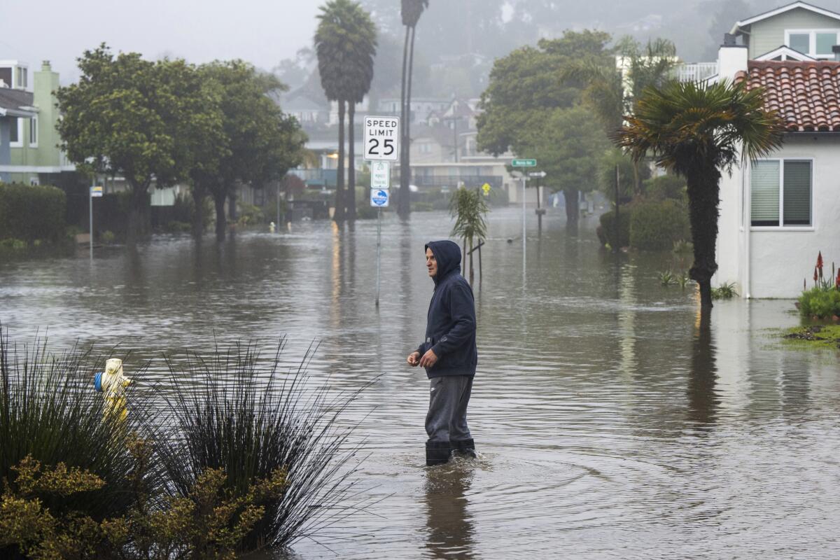 The Rio Del Mar neighborhood of Aptos, Calif., was flooded Monday.