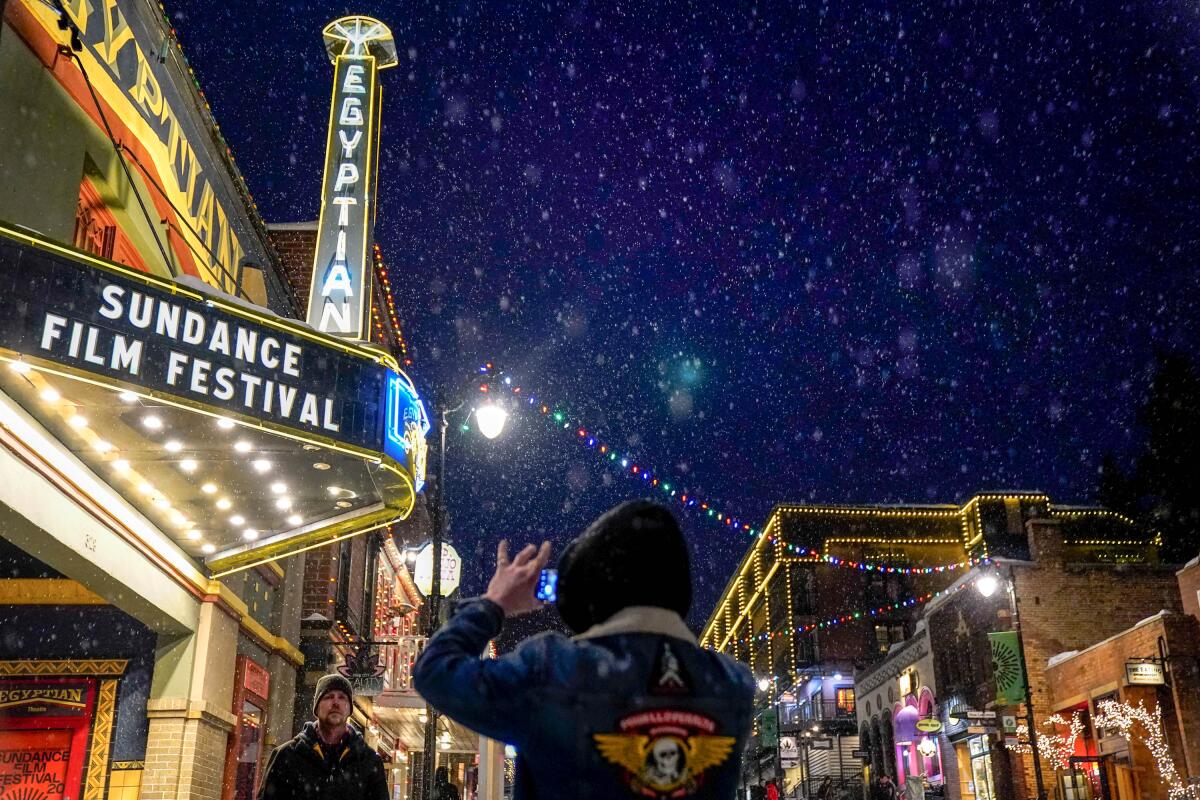 The scene in January 2020 outside the Egyptian Theater in Park City, Utah. 